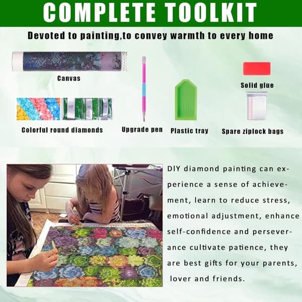 Bomclap Flower Diamond Art Kits för Vuxna – Blomma Vuxendiamantmålning. DIY Hemdekokit till Vaktdekor (14x14 tum)
