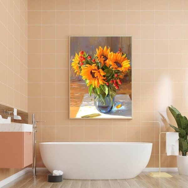 Bomclap Minimalistisk Solros Vasmotiv 5D - Full Drill DIY Diamond Art för Moderna Hem (30x40 cm)