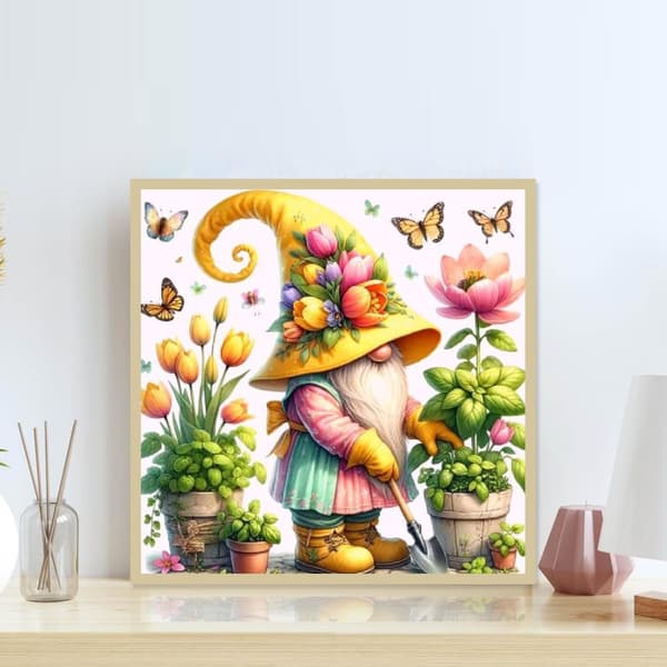 Diamond Painting – Blommig Tomte i Vacker Trädgård DIY 5D Diamantmålning för Vuxna & Nybörjare, 30x30cm