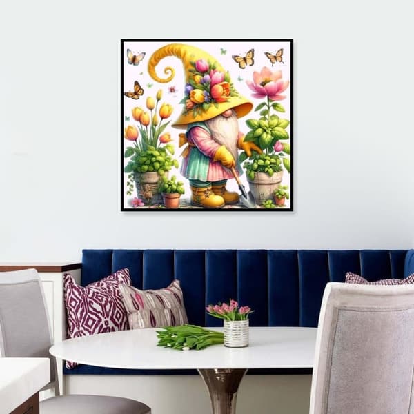 Diamond Painting – Blommig Tomte i Vacker Trädgård DIY 5D Diamantmålning för Vuxna & Nybörjare, 30x30cm