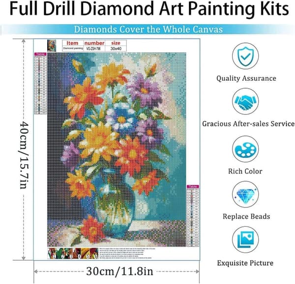 Bomclap Blommor Vasmotiv Diamond Painting - 5D Full Drill Pysselsättning & Konstverk 30x40 cm