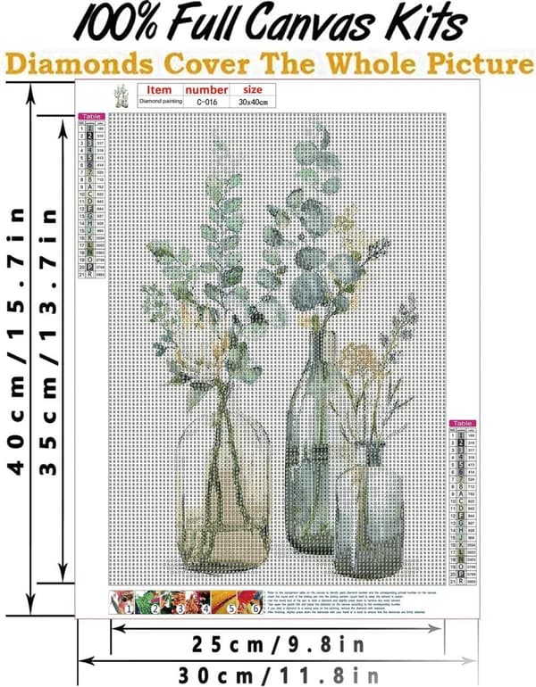 Bomclap Tre Vasers Diamond Art - Full Drill 5D DIY Kit för Storformat Väggkonst (35x35 cm)