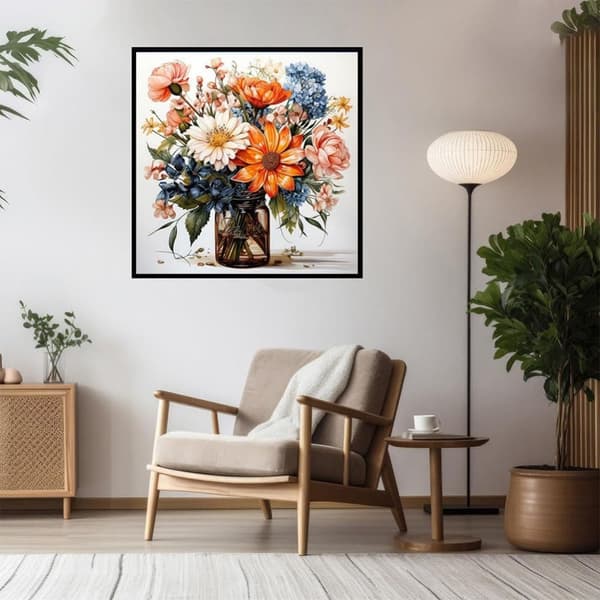 Bomclap Diamond Art -sarjat aikuisille – kukkainen 5D täysi pyöreä porakivimaalaus. DIY kukka kodin houutussarja (14x14 tuumaa)