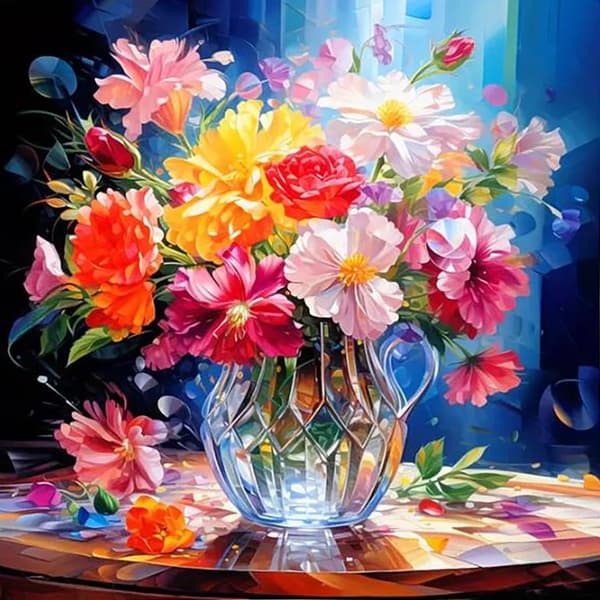 Bomclap Blommor Kvadratisk Vas DIY 5D - Full Drill Diamond Painting för Avkopplingspyssel, 35x35 cm