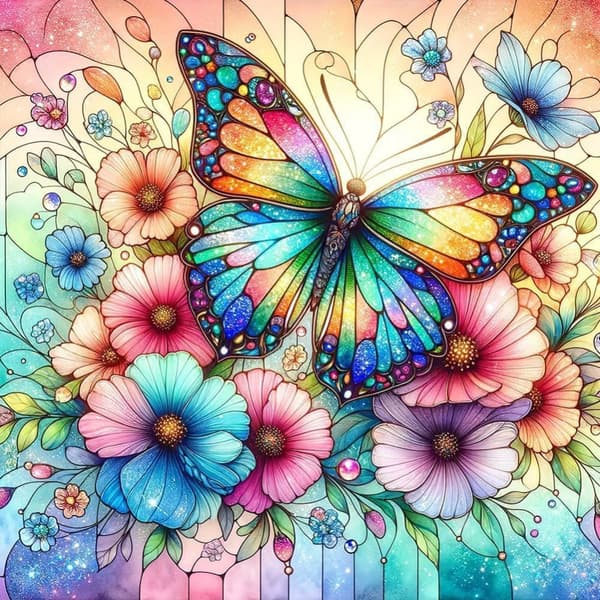 Bomclap Fjärilsblomma 5D Diamond Art Kit för Nybörjare - Full Drill DIY Smyckespärlkonst 35x35 cm