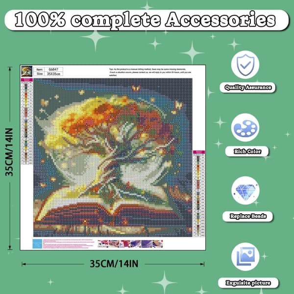 Bomclap Diamond Art Kits för Vuxna – Tree of Life 5D Full Rund Drill Trädmålning. DIY Hemdekokit & Gåva (14x14 tum)