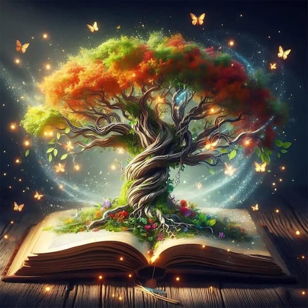Bomclap Diamond Art Kits för Vuxna – Tree of Life 5D Full Rund Drill Trädmålning. DIY Hemdekokit & Gåva (14x14 tum)