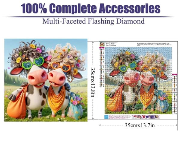 Bomclap Diamond Painting – Sötmaffiga Kreativa Koar i Blommande Äng DIY 5D Diamantmålning för Vuxna & Nybörjare, 30x30cm