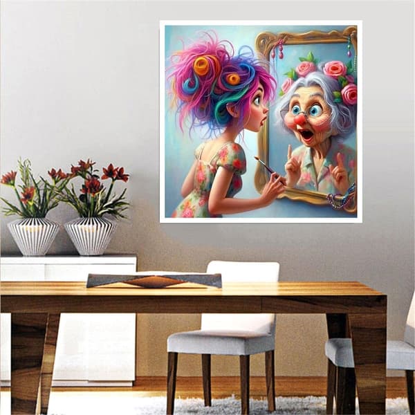 Bomclap Diamond Painting – Magisk Ålderdiffusion i Spegelns Bild DIY 5D Diamantmålning för Vuxna & Nybörjare, 30x30cm