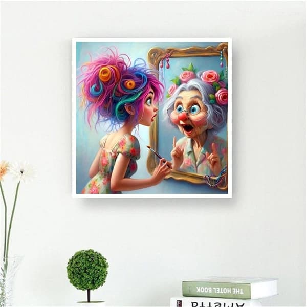 Bomclap Diamond Painting – Magisk Ålderdiffusion i Spegelns Bild DIY 5D Diamantmålning för Vuxna & Nybörjare, 30x30cm