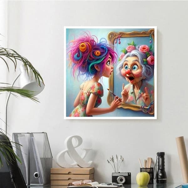 Bomclap Diamond Painting – Magisk Ålderdiffusion i Spegelns Bild DIY 5D Diamantmålning för Vuxna & Nybörjare, 30x30cm