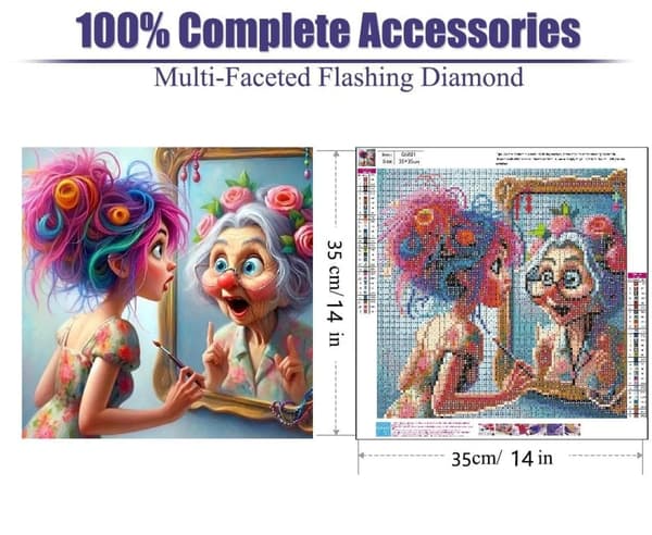 Bomclap Diamond Painting – Magisk Ålderdiffusion i Spegelns Bild DIY 5D Diamantmålning för Vuxna & Nybörjare, 30x30cm
