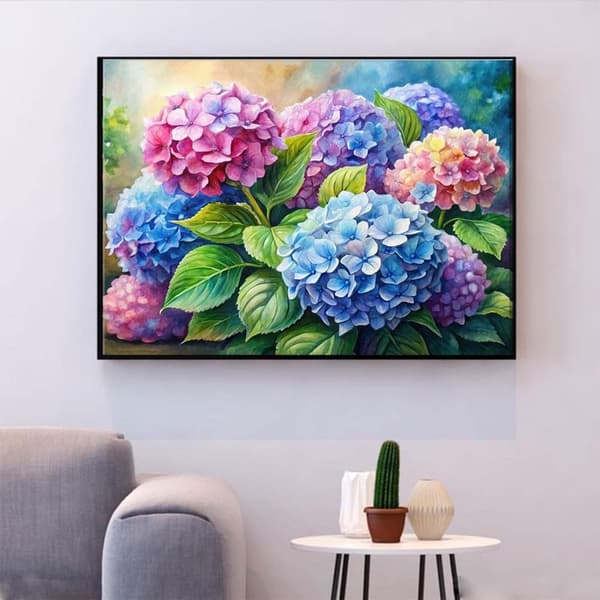 Bomclap Hortensia Blommor 5D Diamond Art - Full Drill Nybörjarkit med Smyckespärlor 30x40 cm