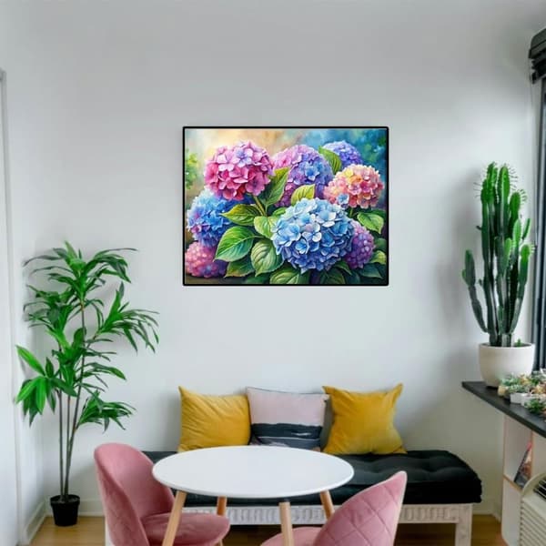 Bomclap Hortensia Blommor 5D Diamond Art - Full Drill Nybörjarkit med Smyckespärlor 30x40 cm