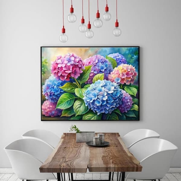 Bomclap Hortensia Blommor 5D Diamond Art - Full Drill Nybörjarkit med Smyckespärlor 30x40 cm