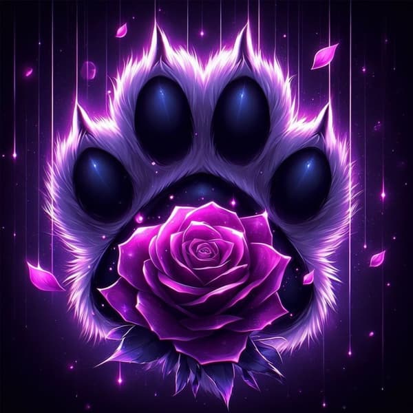 Bomclap Diamond Painting – Mystiskt Purpurrosa Paw - och Rose DIY 5D Diamantmålning för Vuxna & Nybörjare, 30x30cm
