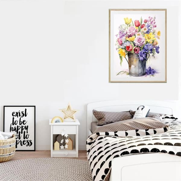 Bomclap Färgglada Blommor i Hink 5D - Full Drill DIY Smyckespärlkonst 30x40 cm