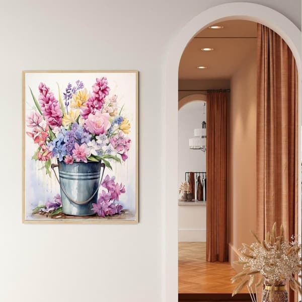 Bomclap Runda Blomsterhinkar 5D Diamantmålning - Full Drill DIY Konstpärlekit 30x40 cm