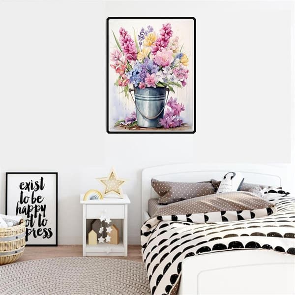 Bomclap Runda Blomsterhinkar 5D Diamantmålning - Full Drill DIY Konstpärlekit 30x40 cm