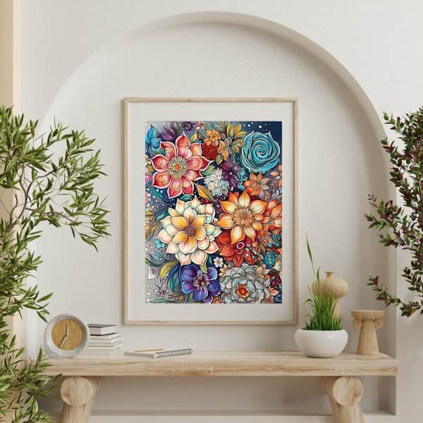 Bomclap Classic Floral Motif 5D - Täysi pora DIY Diamond Art seinien koristeluun