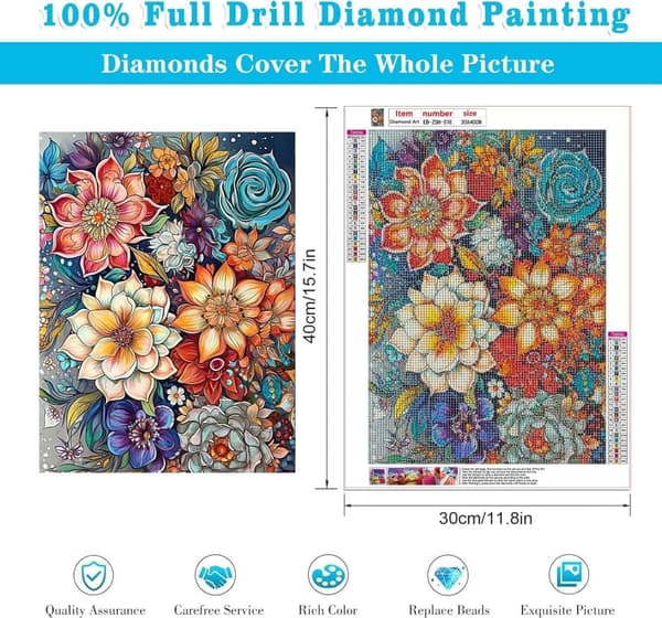 Bomclap Classic Floral Motif 5D - Täysi pora DIY Diamond Art seinien koristeluun