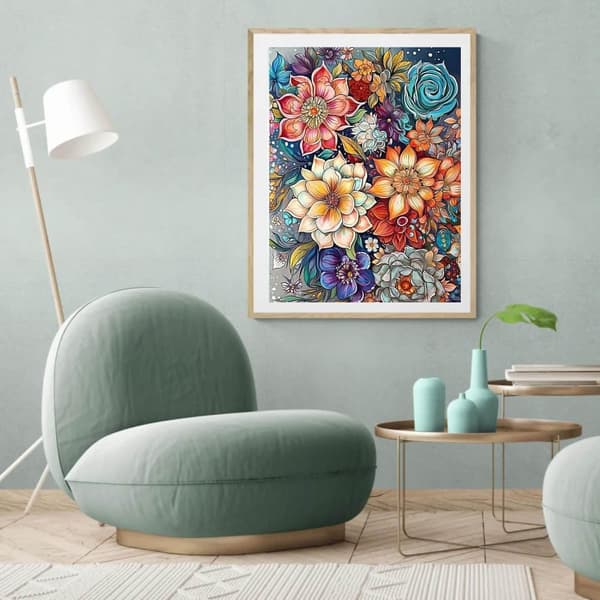 Bomclap Classic Floral Motif 5D - Täysi pora DIY Diamond Art seinien koristeluun