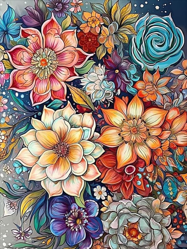 Bomclap Classic Floral Motif 5D - Täysi pora DIY Diamond Art seinien koristeluun