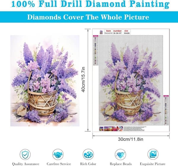 Bomclap Lavendelblommor 5D Diamond Painting - Full Drill DIY Kit i Lila Toner 30x40 cm