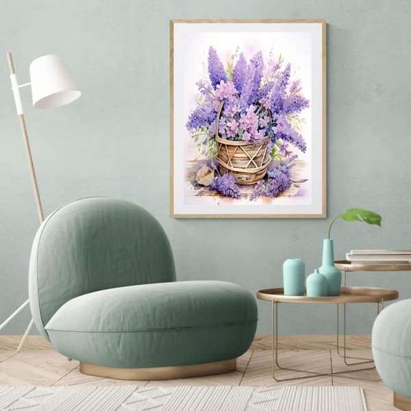 Bomclap Lavendelblommor 5D Diamond Painting - Full Drill DIY Kit i Lila Toner 30x40 cm