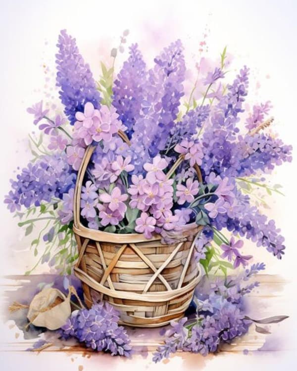 Bomclap Lavendelblommor 5D Diamond Painting - Full Drill DIY Kit i Lila Toner 30x40 cm