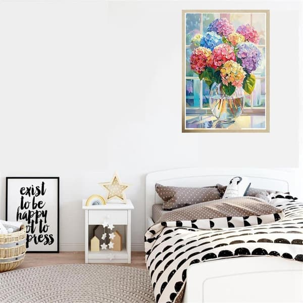 Bomclap Hortensia i Glasvas 5D - Full Drill DIY Konstpärlekit för Moderna Hem 30x40 cm