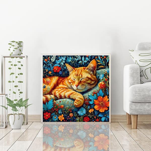 Bomclap Diamond Art Kits för Vuxna – Katt Diamantmålning för Beginners. DIY 5D Full Drill Rund Diamantkonst till Hemdekor & Gåva (14x14 tum)
