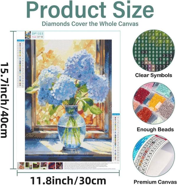 Bomclap Blue Hydrangea 5D Diamond Art Kit - Fuld boremaskine DIY til begyndere og håndværkssamlere