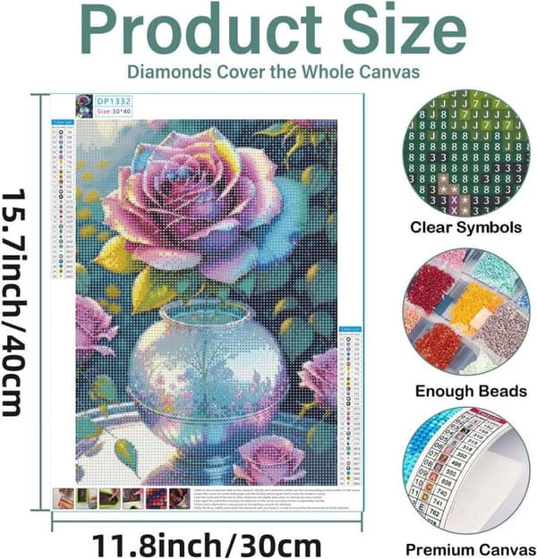 Bomclap Rosmotiv 5D Diamond Painting - Full Drill DIY Kit i Romantisk Stil 30x40 cm