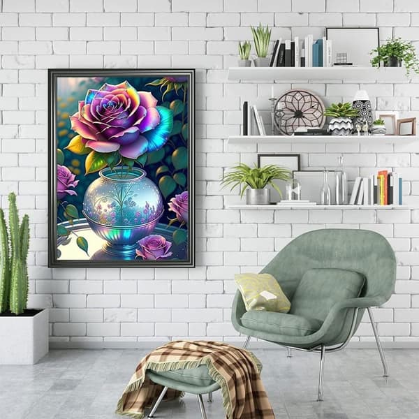 Bomclap Rosmotiv 5D Diamond Painting - Full Drill DIY Kit i Romantisk Stil 30x40 cm