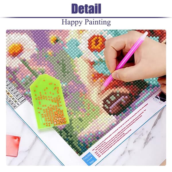 Bomclap Diamond Painting – Cool Höglandsk Ox i Blommande Åker DIY 5D Diamantmålning för Vuxna & Nybörjare, 30x30cm