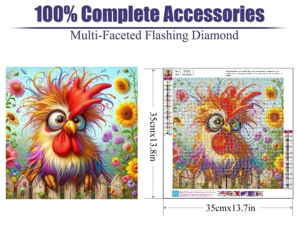 Bomclap Diamond Painting – Färgstark Koko i Blommande Trädgård DIY 5D Diamantmålning för Vuxna & Nybörjare, 30x30cm