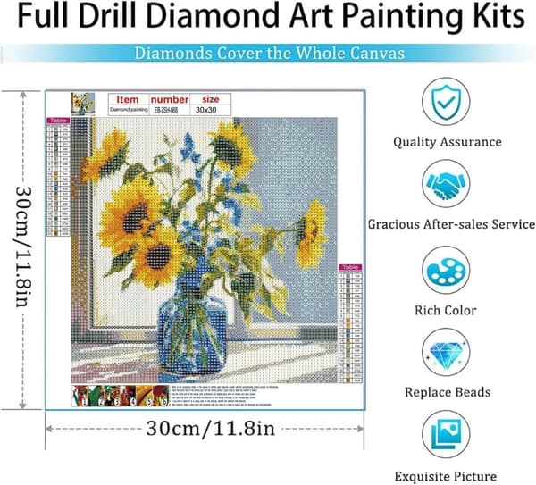 Bomclap Solrosor i Glasflaska 5D Diamond Painting - Full Drill DIY Smyckespärlkonst 35x35 cm