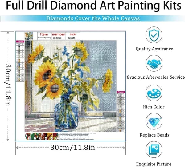 Bomclap Solrosor i Glasflaska 5D Diamond Painting - Full Drill DIY Smyckespärlkonst 35x35 cm