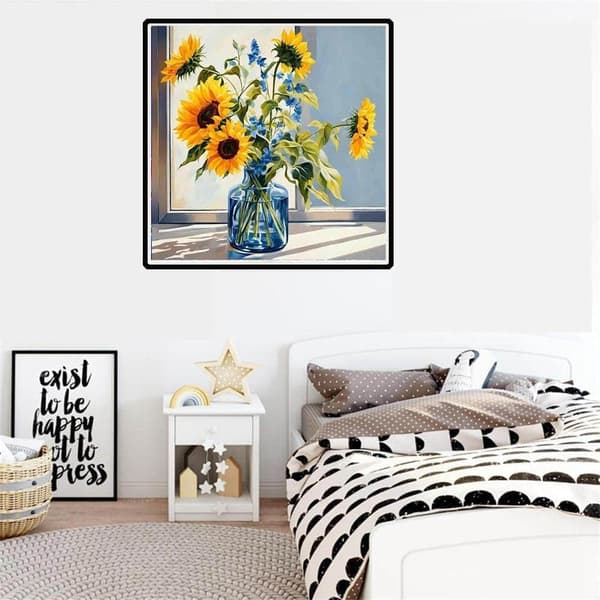Bomclap Solrosor i Glasflaska 5D Diamond Painting - Full Drill DIY Smyckespärlkonst 35x35 cm