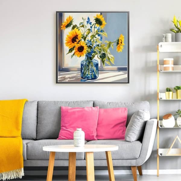 Bomclap Solrosor i Glasflaska 5D Diamond Painting - Full Drill DIY Smyckespärlkonst 35x35 cm