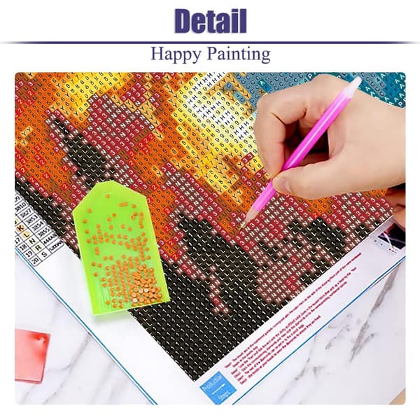Bomclap Diamond Painting – Katts och Vargs Duel under Sol och Måne DIY 5D Diamantmålning för Vuxna & Nybörjare, 30x30cm