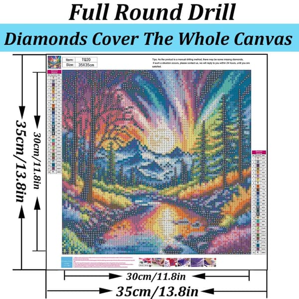 Bomclap Diamond Painting – Magisk Naturscen under Nordiska Ljus i Månskenssken DIY 5D Diamantmålning för Vuxna & Nybörjare, 30x30cm