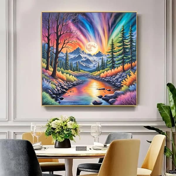 Bomclap Diamond Painting – Magisk Naturscen under Nordiska Ljus i Månskenssken DIY 5D Diamantmålning för Vuxna & Nybörjare, 30x30cm