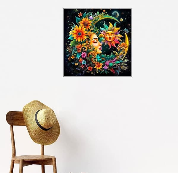 Bomclap Sol & Måne 5D Diamond Art - Full Drill Konstverk med Smyckespärlor 35x35 cm