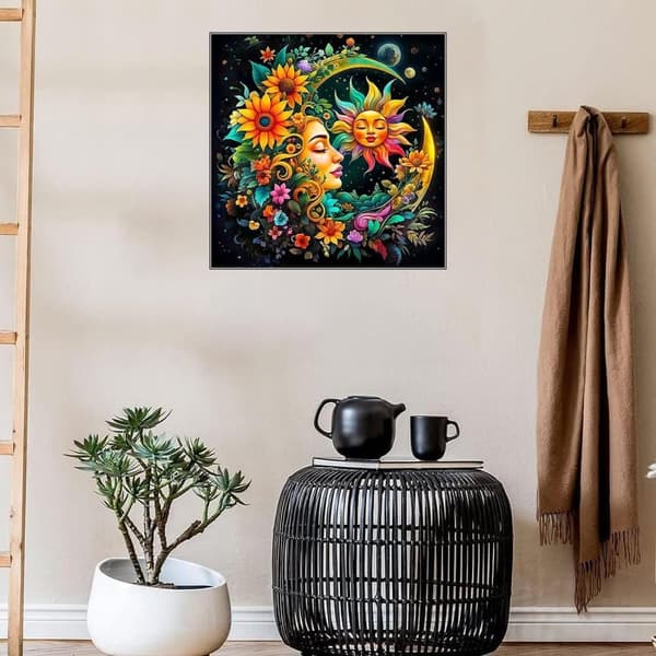 Bomclap Sol & Måne 5D Diamond Art - Full Drill Konstverk med Smyckespärlor 35x35 cm