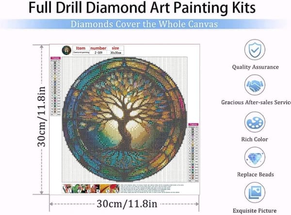 Bomclap Livets Träd 5D Diamond Art - Full Drill Symbolisk Väggdekoration 35x35 cm