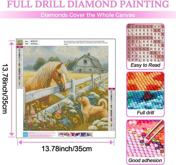 Bomclap 5D Djur Diamantkit Vuxna – DIY Häst Diamantmålning! Full Round Drill – Hemmawall Decor 35x35cm