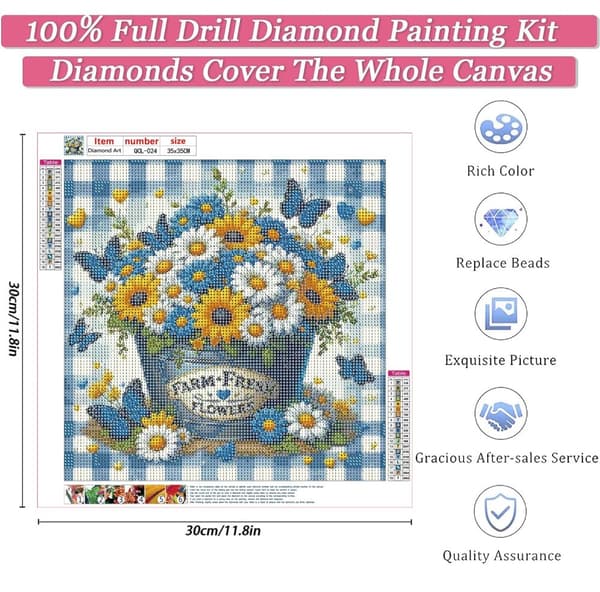 Bomclap Diamond Painting – Farm Fresh Flowers: En Färgrik Blommensamling med Fjärilar DIY 5D Diamantmålning för Vuxna & Nybörjare, 30x30cm