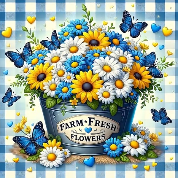 Bomclap Diamond Painting – Farm Fresh Flowers: En Färgrik Blommensamling med Fjärilar DIY 5D Diamantmålning för Vuxna & Nybörjare, 30x30cm